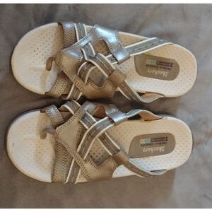 Skechers Outdoor Lifestyle Women's Size 7 Sandal Tan Leather Flip Flop Sandals